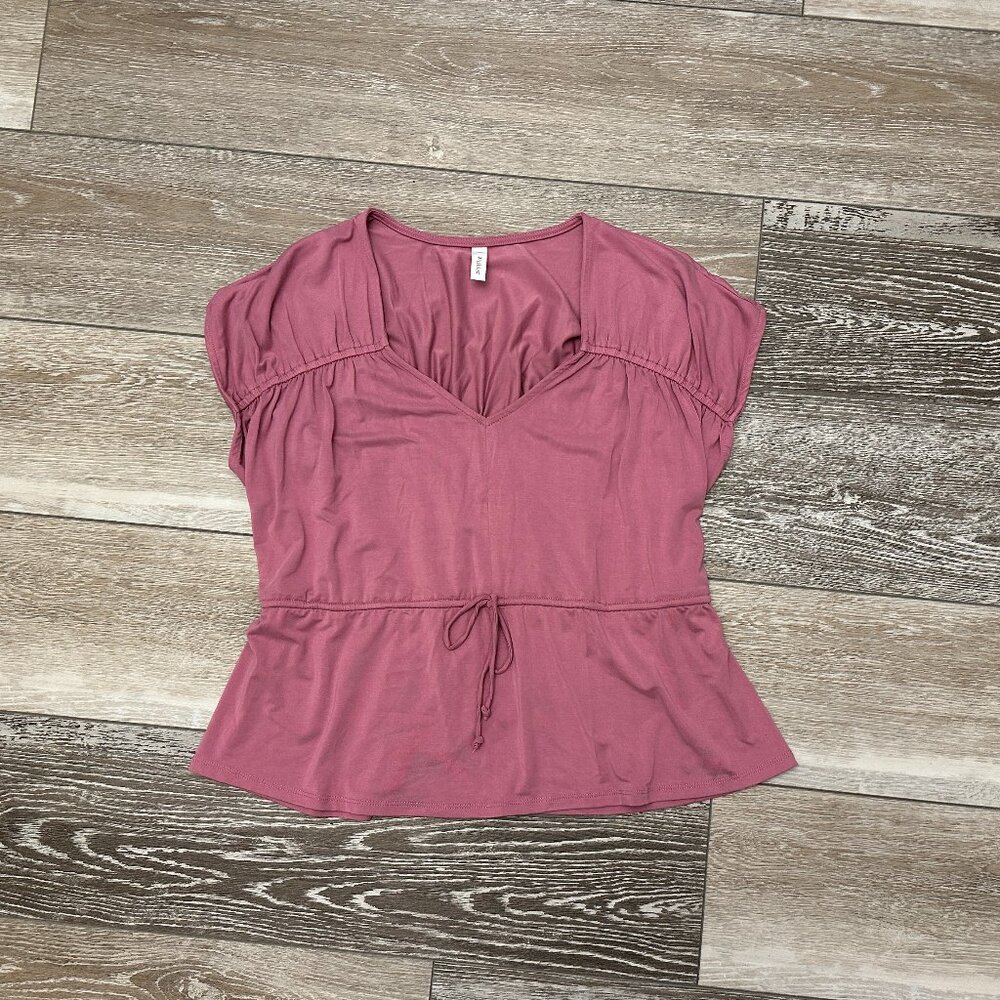 Wishlist Sz S So Cute Knit Top in Mauve Pink Ties at Waist